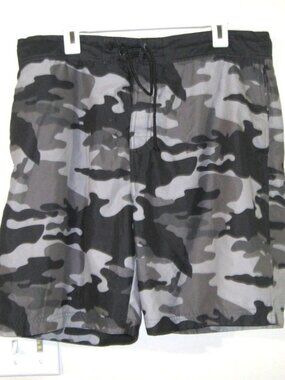 Cove Shorts Mens 34 Camo Gray Black Athletic Gym 5" Inseam Drawstring